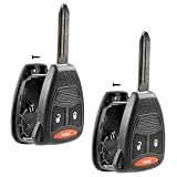 Keyless Entry 3-Button Key Shell Case Replacement for 2004 2005 2006 2007 2008 2009 2010 2011 2012 2013 Dodge Caliber Dakota Durango Magnum Nitro Ram (KOBDT04A) Set of 2
