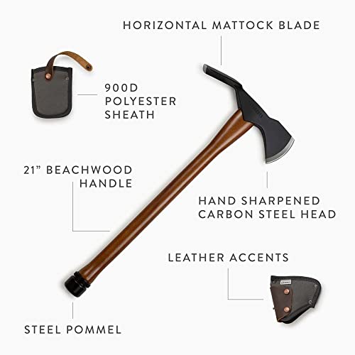 Barebones - Pulaski Axe | 1055 High Carbon Steel Split Blade - Plus Chiax Canvas Sheath (Updated Version) #TOP5