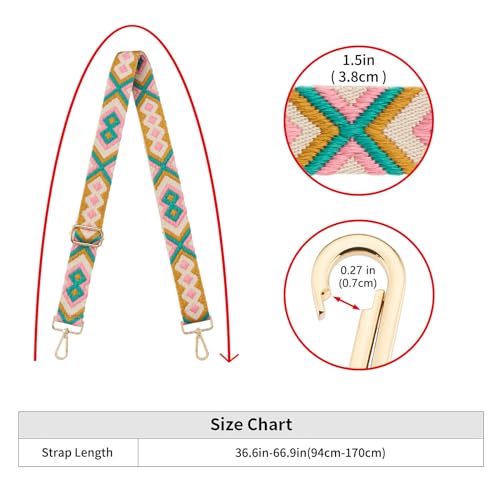 Image of ZOOEASS Wide Shoulder Strap Adjustable Replacement Belt Guitar Style Crossbody Bag Handbag Strap Multicolor Canvas Straps(Wide:1.5in)(Color10)