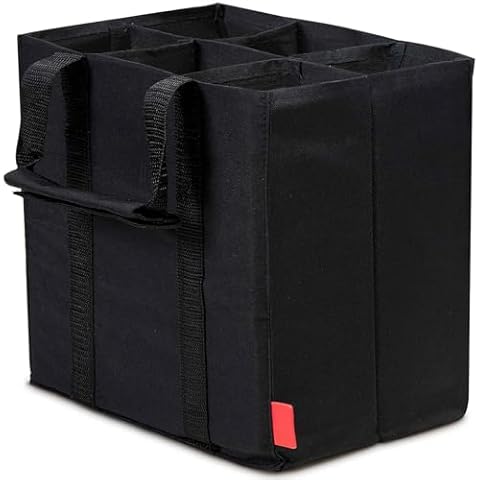 2/4 Pcs Wine Carrier Tote, 6 Compartments Wine Tote Bags, Reusable Non-Woven Wine Tote Bags with Carry Handle Portable Washable Wine Bags with Dividerfor(2pcs) Cover