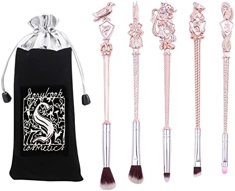 Boyigog 5PCS Anime Makeup Brushes Set, Cartoon Theme Metal Makeup Brush Gifts,Cosmetic Brush for Powder Eyeshadow,Portable Makeup Brush Set Gift for Girl Women