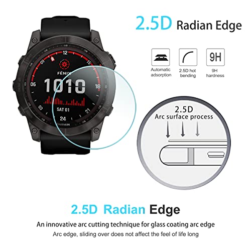Suoman 4-Pack For Garmin Fenix 7X 51Mm Tempered Glass Screen Protector,Smart Watch 2.5D 9H Hardness Ultra-Thin Tempered Glass For Garmin Fenix 7X /7X Solar/Sapphire Solar Screen Protector #TOP2
