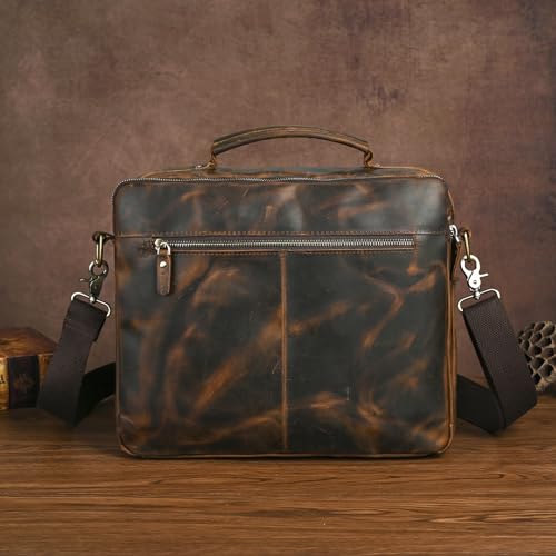Water Resistant Canvas + Leather Business Attache Tote Briefcase 14" Laptop Office Portfolio Bag For Men FBB2074