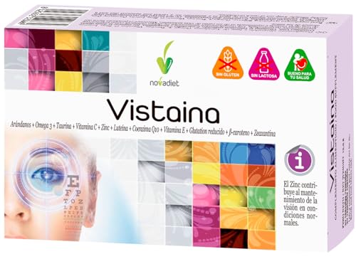 Novadiet - VISTAINA Cápsulas con Arándanos, Omega 3, Taurina, Vitamina C, Zinc, Luteína, Coenzima...