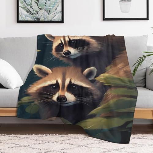 Manta de mapache de franela suave para sofá y cama, 130x150 cm 3