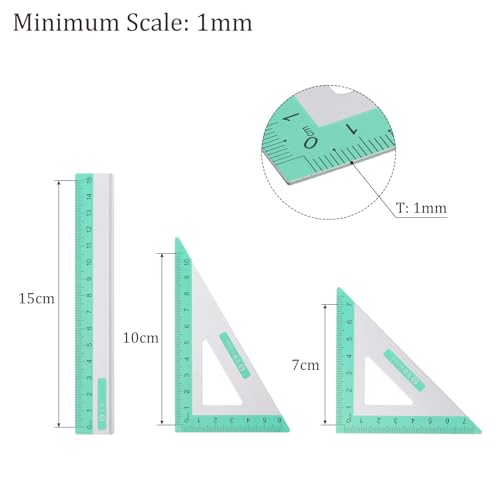 Kozelo Conjunto geométrico de 4 peças - [régua de 15 cm] Conjunto de matemática com gravação a laser