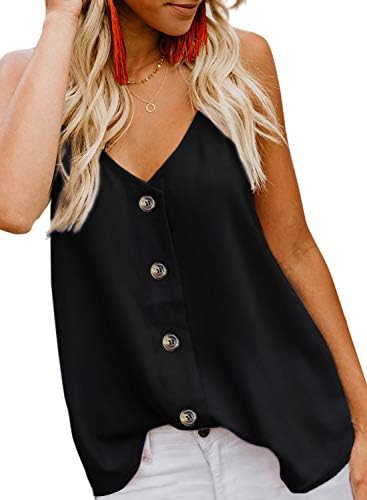 BLENCOTWomen Summer Tank Tops Casual V Neck Strappy Loose Beach Sleeveless Shirts Blouses