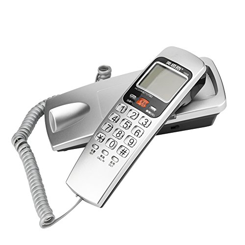 Kabelgebundenes Telefon,Tragbares an der Wand befestigtes Festnetztelefon mit Standard FSK/DTMF Display Anrufer ID, Lautsprecher, Kabel Desk Erweiterungs Station für Zuhause/Büro/Hotel(Silber)