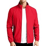 Softshelljacke Für Herren Hochwertige Mit Kapuze Winddicht Herren Jacke Winter Bequeme Mit Taschen Slim Leichte Elastisch Wasserdichter Reißverschluss Für Camping Radfahren Rot 3XL