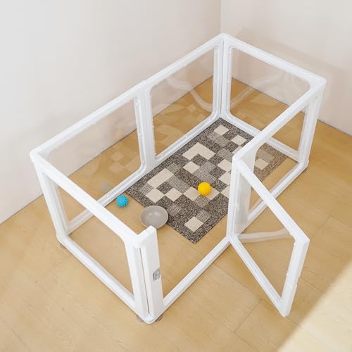 Citylife 6-TLG Welpenauslauf 60cm hoch, Hundelaufstall faltbar mit Tür, Hundegehege Wohnung, XXL Laufgitter für Hunde, Katzen, Kaninchen, Kleintiere, rutschfest, Transparent