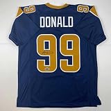 Facsimile Autographed Aaron Donald Los Angeles LA Navy Blue Reprint Laser Auto Football Jersey Size Men's XL