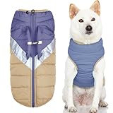 Gooby Mountaineer Dog Jacket - Quantum Blue, Medium - Warm Zip Up Coat with Lift Handle and Dual O Ring Leash Water Resistant for Small to Medium Dogs