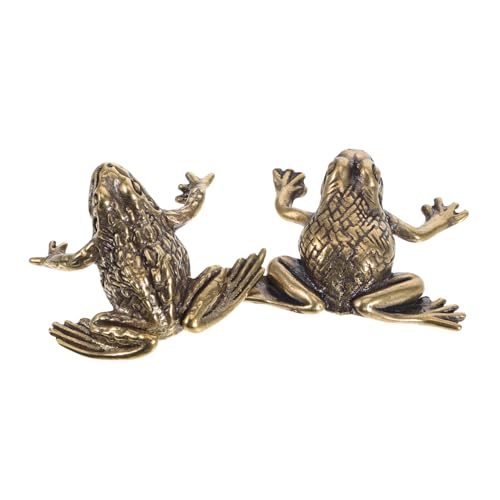 TOPPERFUN Goldene Messing Frosch Statue Figur Retro Dekoration Für Innen Hochwertige Messing Kröte Figurine Für Schreibtisch
