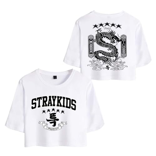 Flyself Kpop T-Shirt Damen 5 Star (S-Class) Crop Top Kurzarm Sportshirt Sexy Oberteil Bauchfrei Sommer Crop Tshirt Lose Sweatshirt Rundhals Teenager Mädchen Bluse