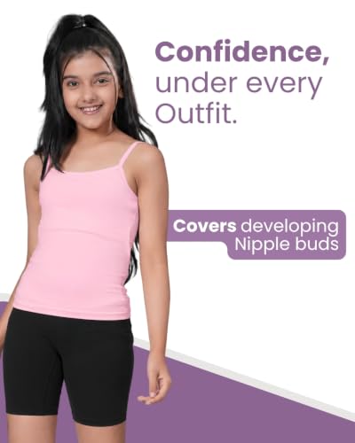 Image of Lily Chic Padded Camisole for Girls, Cotton Puberty Slip, Pack of 2