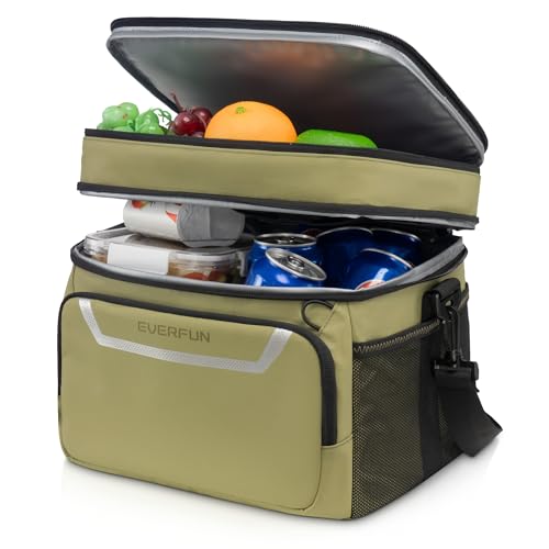 EVERFUN Small Cooler Bag 24 Can Double Deck Waterproof Insulated Lunch Box