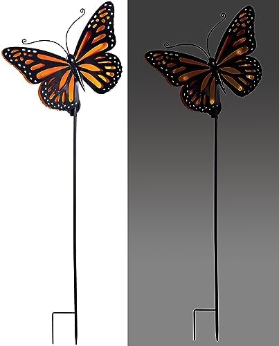 Sunset Vista Designs Purple Butterfly Rain Gauge Garden Stake - 46.5-Inch Colorful Metal Rain Measurement