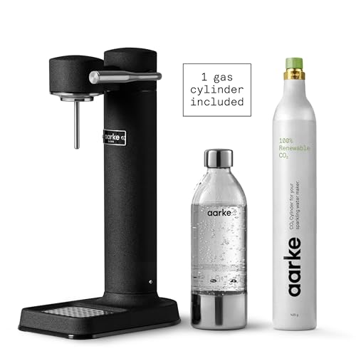 Image of Aarke Carbonator 3 - Sparkling Water Maker & CO2 Cylinder, Matte Black | CO2 Cylinder Included, Stainless Steel, Cordless Soda Maker for Home, Carbonated Water Machine, BPA-free PET Bottle Included