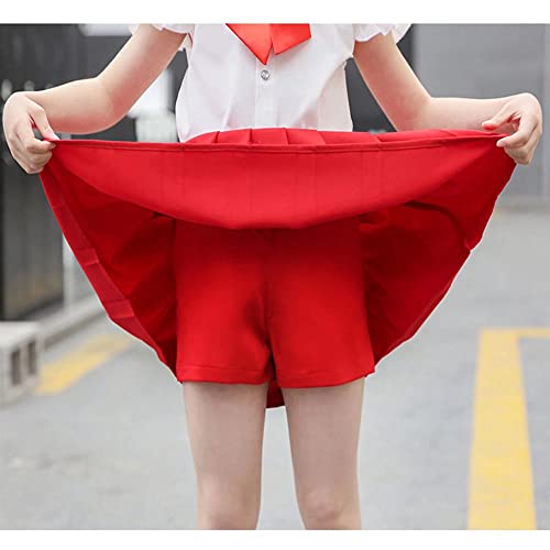 Juweniz Girl's Pink Short Pleated Skirt Kids Stretch Waist Pleated Plaid Skirt Mini Tennis School Uniform Skirt #TOP3