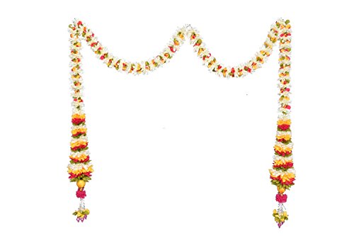 Daedal crafters Cone Shape chintamani Door Set White Toran for Main Door Entrance, Thoran for Mandir & Living Room Décor, Bandarwal for Festival Decoration, Flower Hanging for Home Décor (33x37 inch)