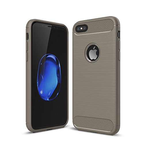 Ranipobo Coque de Protection en Silicone TPU et Fibre de Carbone Ultra Fine iPhone 7/8 (Gris)