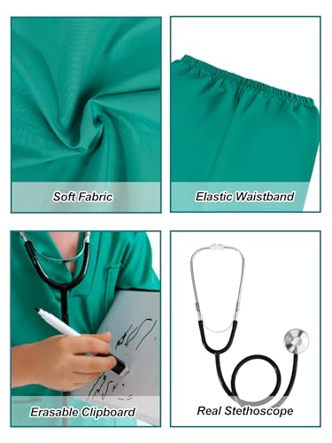Liberry Doctor Costume for Kids 3 4 5 6 Years Old, Toddler Dress Up Clothes with Nurse Scrubs and Real Stethoscope, Pretend Play Doctor Kit for Boys Girls Halloween Party Gift
