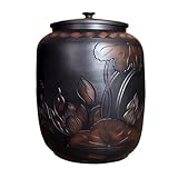 Dispensador de Arroz con Tapa, Cubo de Cerámica para Granos, Recipiente Hermético para Almacenar Alimentos a Granel, Ideal para La Cocina, Ideal para Arroz, Soja, Maíz, Harina y Avena(31x36cm)