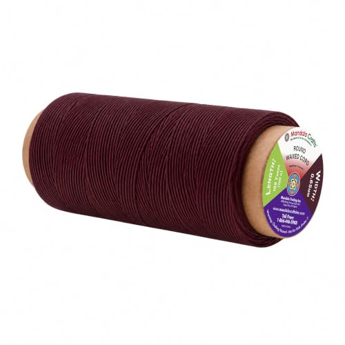 Mandala Crafts 100M 0.65mm Burgundy Round Waxed Thread for Leather Sewing