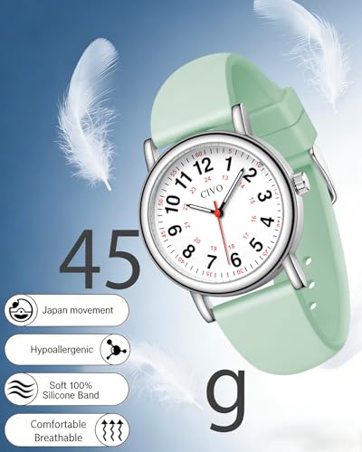 Image of CIVO Nurse Watches for Women Men: Analog Waterproof Watch with Second Hand Easy-Read Dial - Gifts for Nurses Doctors Medical Student