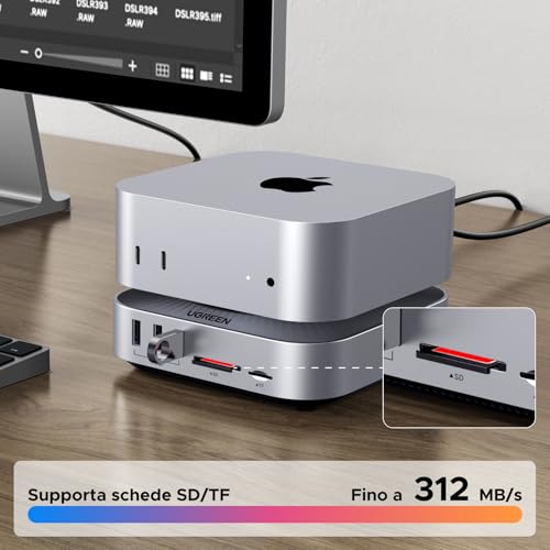USB4.0 Docking Station Compatibile con Mac Mini M4 e M4 Pro con alloggiamento M.2 NVME SSD 40Gbps 10 in 2 Dock USB C HDMI 8K 30Hz 4K 144Hz 5 Porte USB 10Gbps SD TF 4.0 3,5 mm Aux - Hub USB - Immagine 8