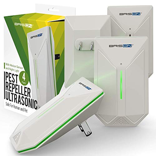 BRISON Ultrasonic Pest Repeller - Easy & Humane Way to Reject Rodents Ants Cockroaches Beds Bugs Mosquitos Fly Spiders Rats