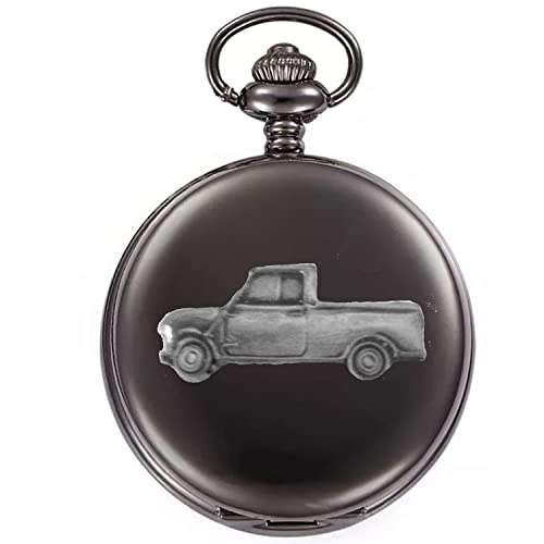 Montre gousset à quartz Mini Pick Up British et boîtier noir poli pour homme