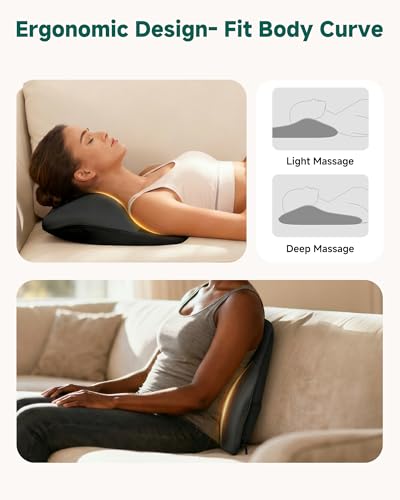 Image of Snailax Shiatsu Back Massager with Heat, Neck Shoulder Massager for Pain Relief Deep Tissue, 4D Kneading Back Massage Pillow, 3 Speed /3 Modes Portable for Home Office Car Use