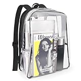 JOMPARO Clear Backpack - Clear Backpacks for School Transparent Bookbag for College Work Stadium, Black 16 inch