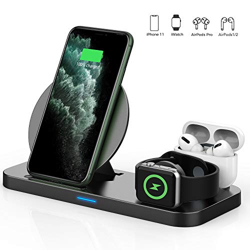 Updated 2020 Version Wireless Charging Station,3 in 1 Qi-Certified Wireless Charger for AirPods/Apple