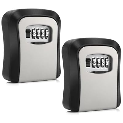 CROING 2 piezas - Caja de seguridad para llaves montada en la pared, caja de bloqueo de llaves con cerradura de combinación, código de 4 dígitos, negro y gris