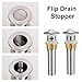 BE-TOOL Bathroom Sink Drain Stainless Steel Sink Flip Drain Stopper Anti-Explosion and Anti-Clogging Drain Strainer Easy to Use for Kitchen, Bathroom(with Overflow Hole)