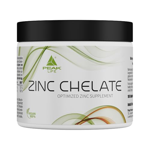 PEAK Zink Chelat - 180 Tabletten I 360 Portionen I 90g Packung I hohe Bioverfügbarkeit dank Chelat-Form I mit Kupfer optimiert I Haut, Haare, Nägel I normale Funktion des Immunsystems