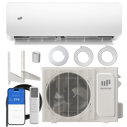 Image of Upstreman 12000 BTU Mini Split Air Conditioner, 115/230V Split AC Unit, Energy Efficient Inverter AC, 20 SEER2 Energy Saving Heat Pump System, Wifi Enabled, with Mounting Brackets (115V)