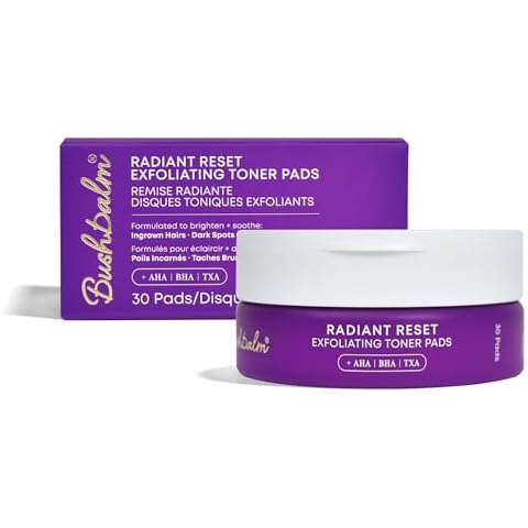 Bushbalm Exfoliating Ingrown Hair Pads - Enhanced with BHA & AHA for Underarm + Bikini Area - Daily Use to Soothe Ingrown Hairs & Razor Bumps - TXA for Dark Spots - Radiant Reset 30 Large Pads Cover