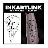 INKARTLINK Tattoo Tech, 2 Sheets Large Semi Permanent Tattoo, Adult Art Design Temporary Tattoos, Lasts 1-2 Weeks, Waterproof, Realistic Look, No Adhesive, No Reflection (Skeleton Poker Design)