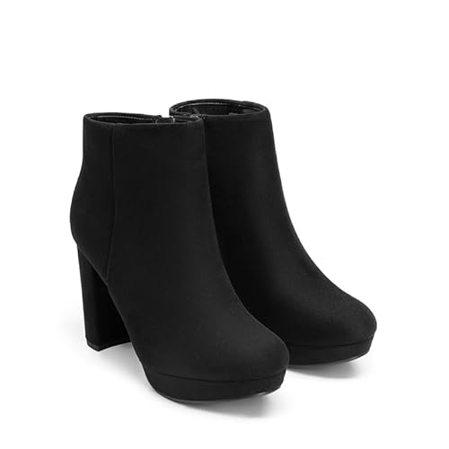 DREAM PAIRS DREAM PAIRS Women's High Heel Ankle Boots Chunky Platform Booties,Size 7,Black,STOMP