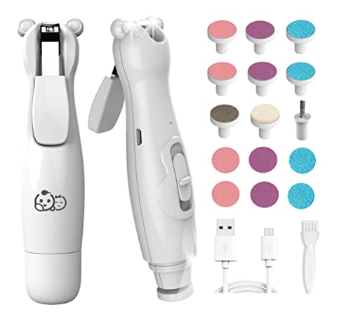 Image of Baby Nail Clippers 20 in 1 by Royal Angels | Safe Electric Baby Nail Trimmer, Baby Nail File Kit, Additional Replacement Heads, Newborn Toddler Toes and Fingernails, Trim and Polish (Pearl White)