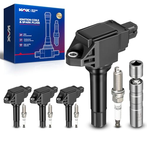 Image of KAX 4 Ignition Coils & 4 Spark Plugs Set for Outback, Forester, Legacy