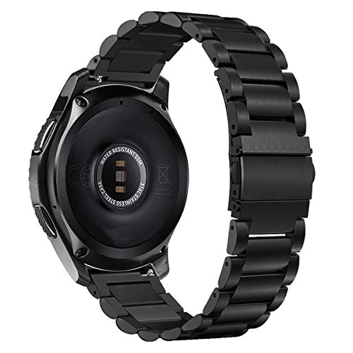 Turnwin Bands Compatible with Samsung Galaxy Watch 42MM Bands SM-R810, 20MM Width Quick Release Solid Stainless Steel Metal Link Wristbands Bracelets Watch Straps Accessory for Galaxy Watch 42MM Smartwatch (Black) by Turnwin - Used condition - CA$14.74