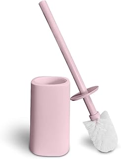 BOLLAER Toilet Brush and Holder, Modern Design Bathroom Brush Long Handle Toilet Bowl Brush for Bathroom Toilet, Toilet Brush and Holder Set (Pink)