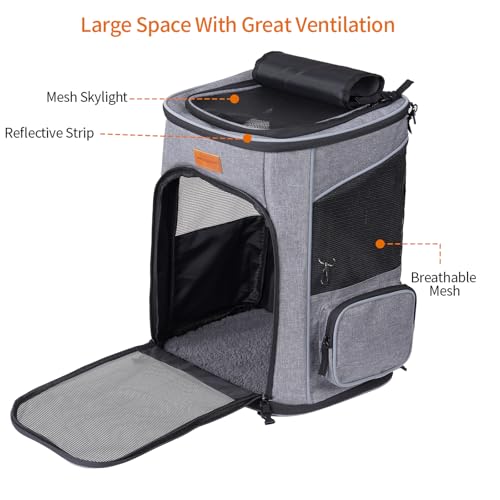 Sac à dos de transport Morpilot gris pour chiens et chats confortable