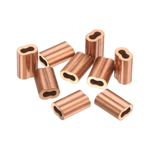 DEFANEX 12 Pcs Copper Crimping Loop Sleeve, 12.5 x 8.5mm / 0.5 x 0.3Inch Oval Wire Crimps Rope Loop Sleeve Ferrule, for Rope and Electric Wires End Assortment