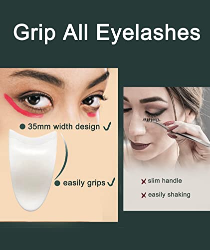 Leteveri Eyelash Applicator Tool - 35mm Width False Eyelash Tool with Silicone Clip Design More Convenient to Wear Lashes, 2PCS Eyelash Tweezers for False Lashes