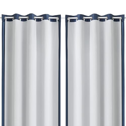 Image of OWENIE Greyish White 100% Blackout Curtain Liner 2 Panels Set for Bedroom Living Room, Thermal Insulated Curtains Liner for 84 Inch long Curtains, Each 50"Wx80"L, 2 Liners Per Set with 17 Pieces Rings